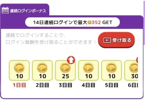 ポイ活！ポイにゃんのログインボーナスの画面