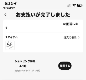 Aliexpressの決済完了画面