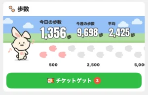 うさポの歩数で貯める画面